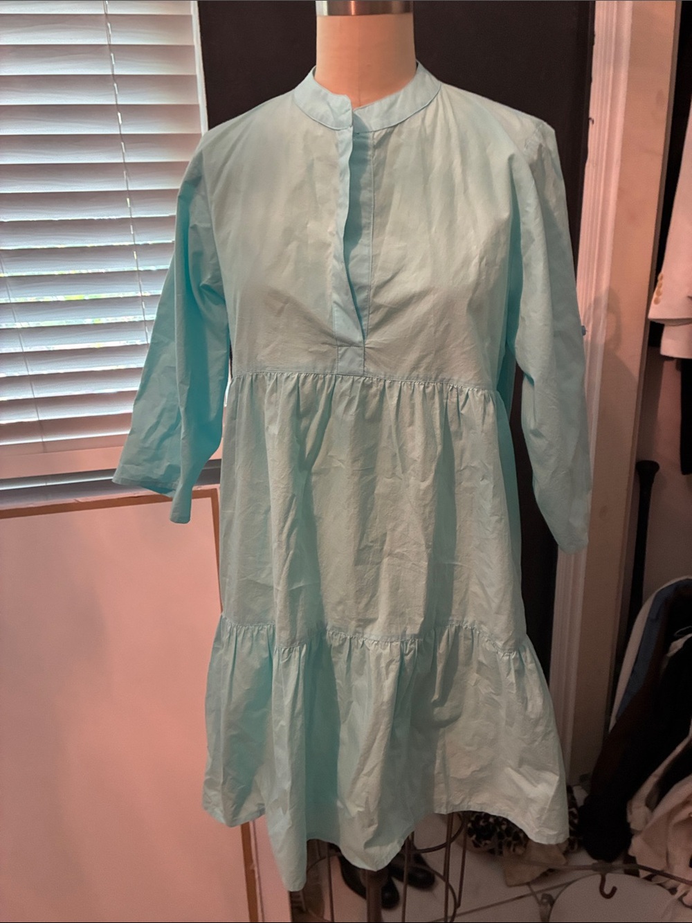 Mary marshmallow Light Aqua Tiered Babydoll Dress